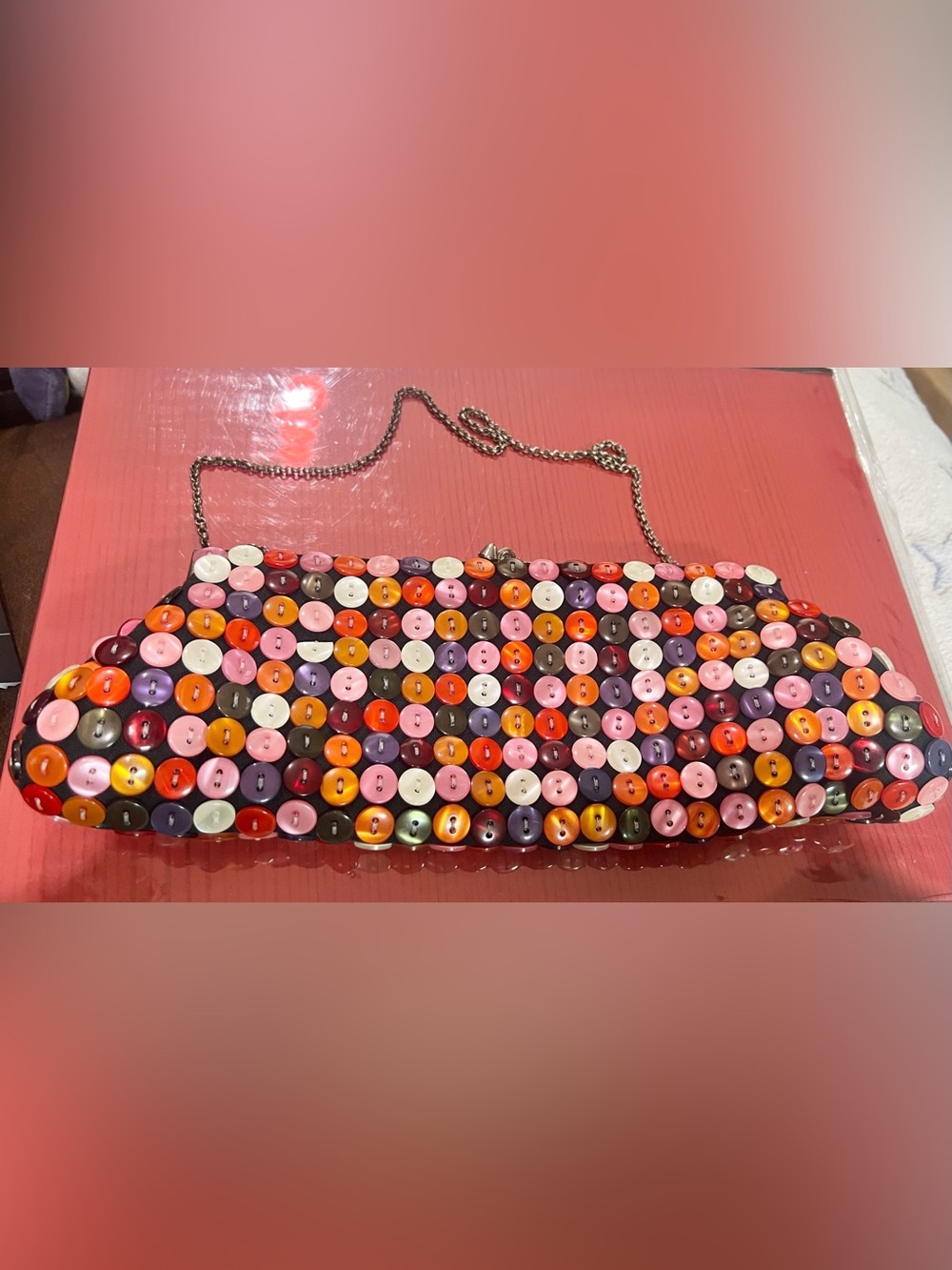 VTG Multicolor Button-Embellished Chain Shoulder Bag